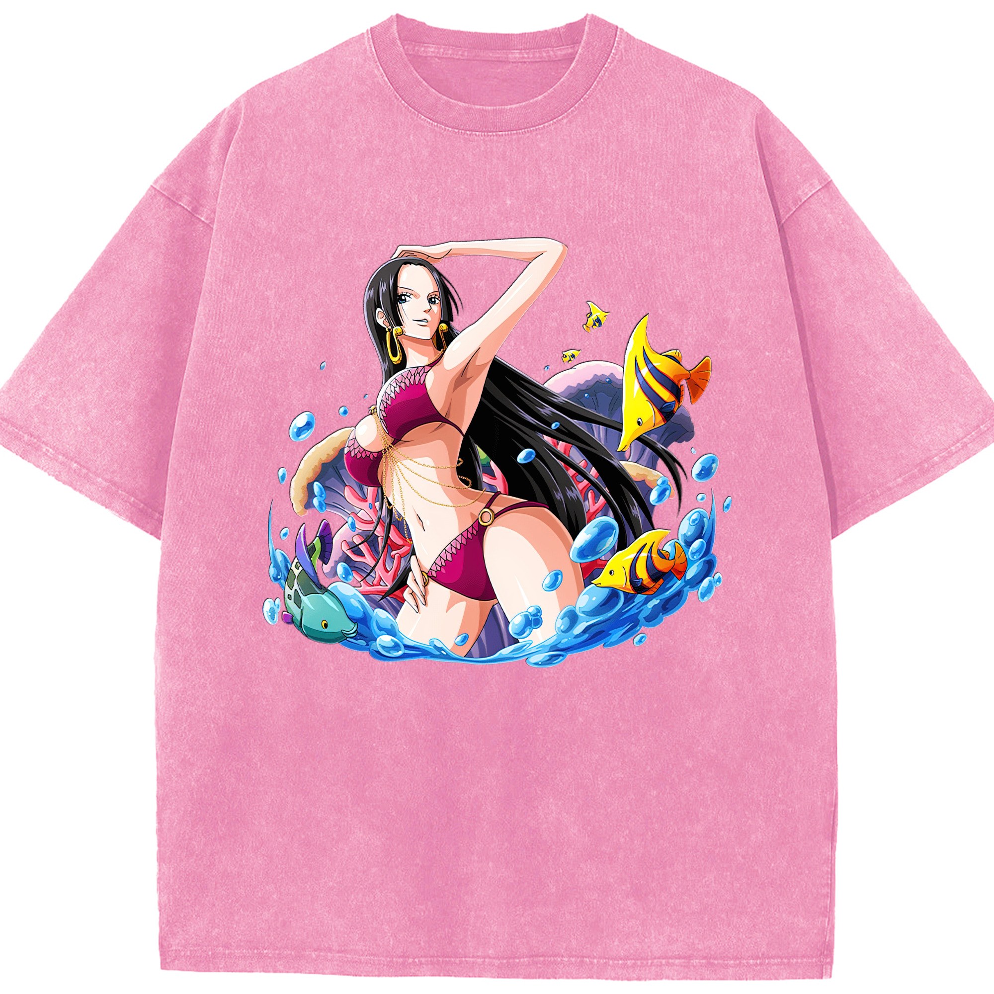 ワンピース ボア・ハンコック ONE PIECE Boa·Hancock 綿100% ヴィンテージ風 半袖Tシャツ（フロントプリント）
